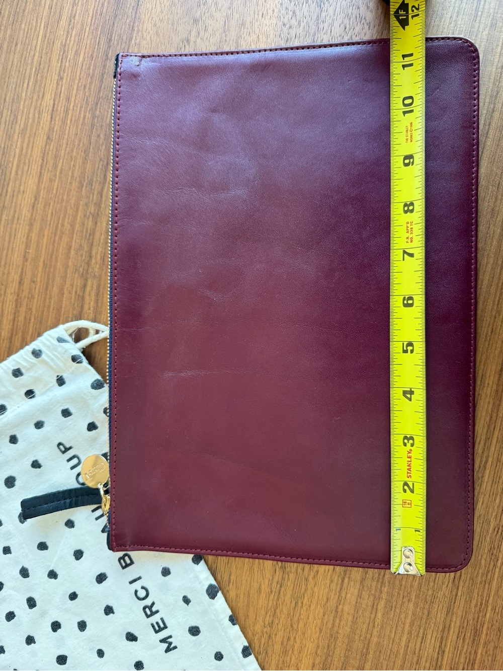 Clare-V Brand New Burgundy Leather Flat Clutch